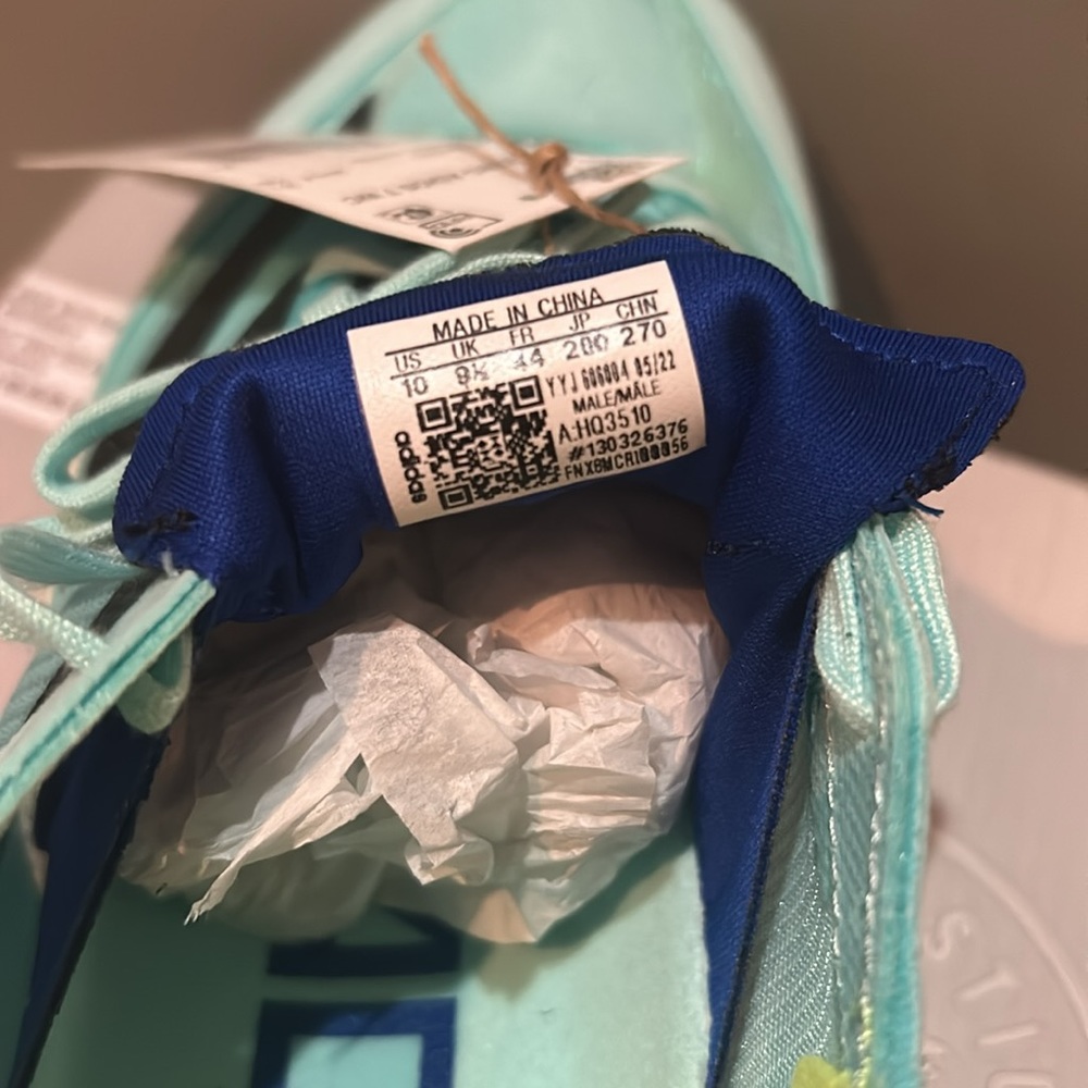 New in Box! adidas Adizero Adios 7 WC, Men’s 10 Running shoes in light aqua - Picture 5 of 8